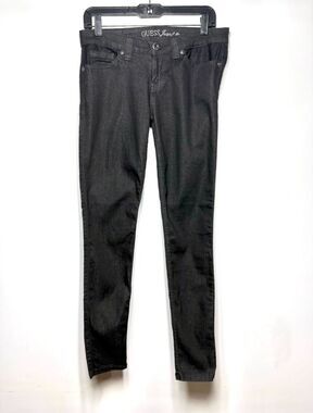 GUESS Power Skinny Black Denim Jeans Mid Rise Women 29 X 30